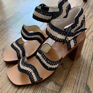 Zimmerman Two-Tone Raffia Heeled Sandals